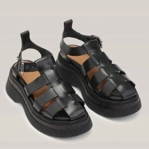 Ganni Creeper Sandals in Black/Black Sz 40 Never Worn